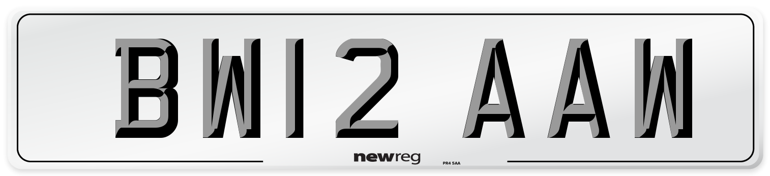 BW12 AAW Number Plate from New Reg